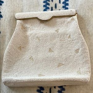 Elegant Cream Beaded Clutch